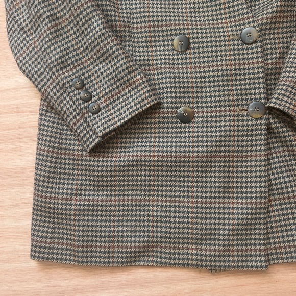 VTG Charter Club 100% wool jacket blazer size 8 houndstooth double breasted - Picture 2 of 5